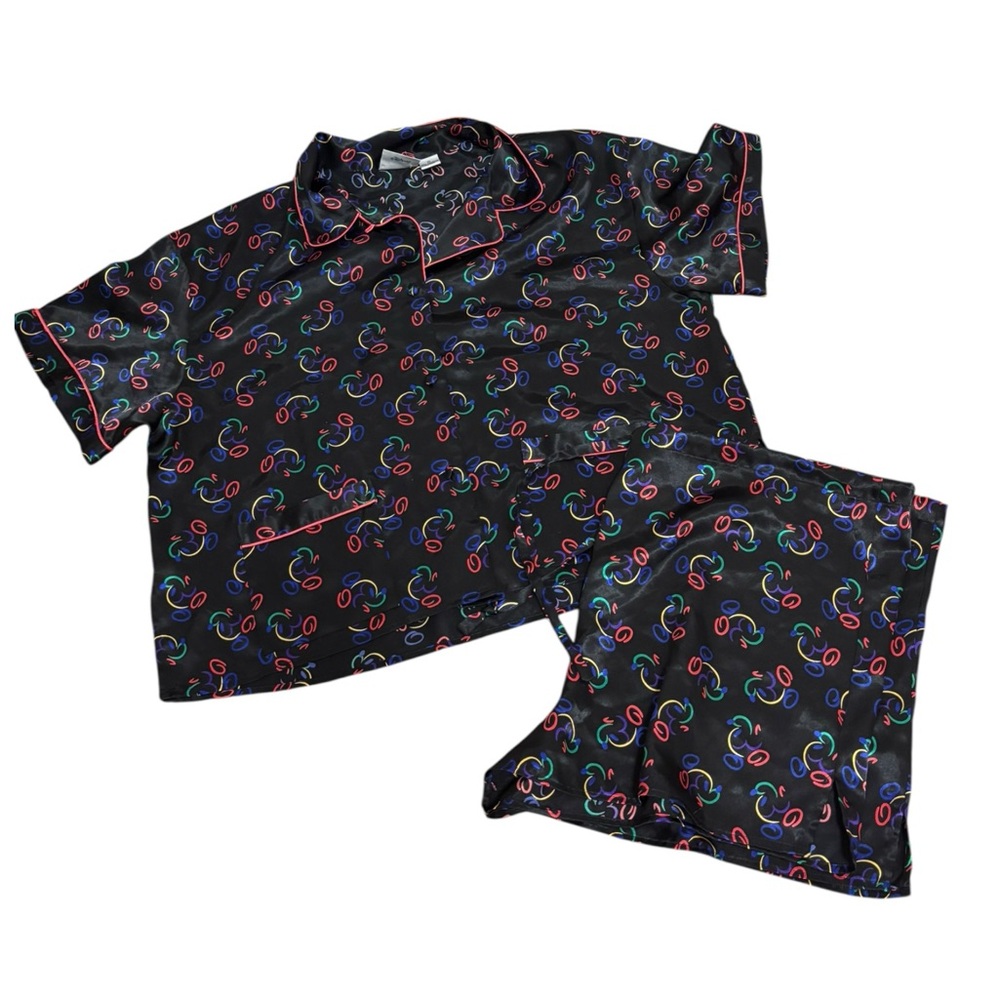 Vintage Walt Disney world satin rainbow Mickey pajama set